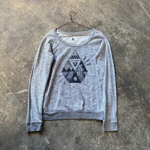 Volcom Sweater Womens M Gray Pullover Sweatshirt Skateboarding Casual